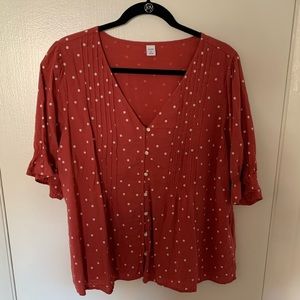 Old Navy Pintucked V-Neck Button-Front Blouse
